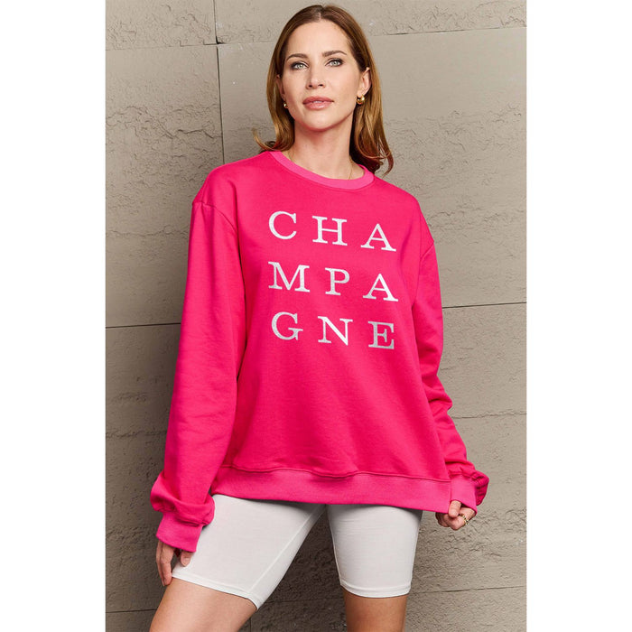 Simply Love CHAMPAGNE Graphic Long Sleeve Sweatshirt