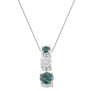 Bids.com 14K White Gold 1 1/2 Cttw Treated Blue and White Diamond 3-Stone 18" Pendant Necklace (Blue/H-I Color, I1-I2 Clarity) Necklaces