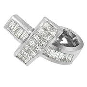 Bids.com 14K White Gold 2 cttw Princess and Baguette Cut Diamond Ribbon Pendant Necklace (H-I, SI-SI2) Necklaces