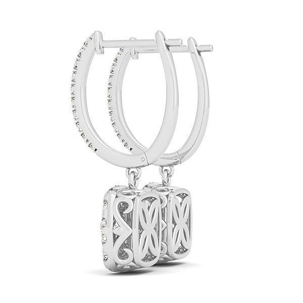 Bids.com 14k White Gold Double Halo Cushion Outer Shaped Diamond  Earrings (3/4 cttw) Earrings