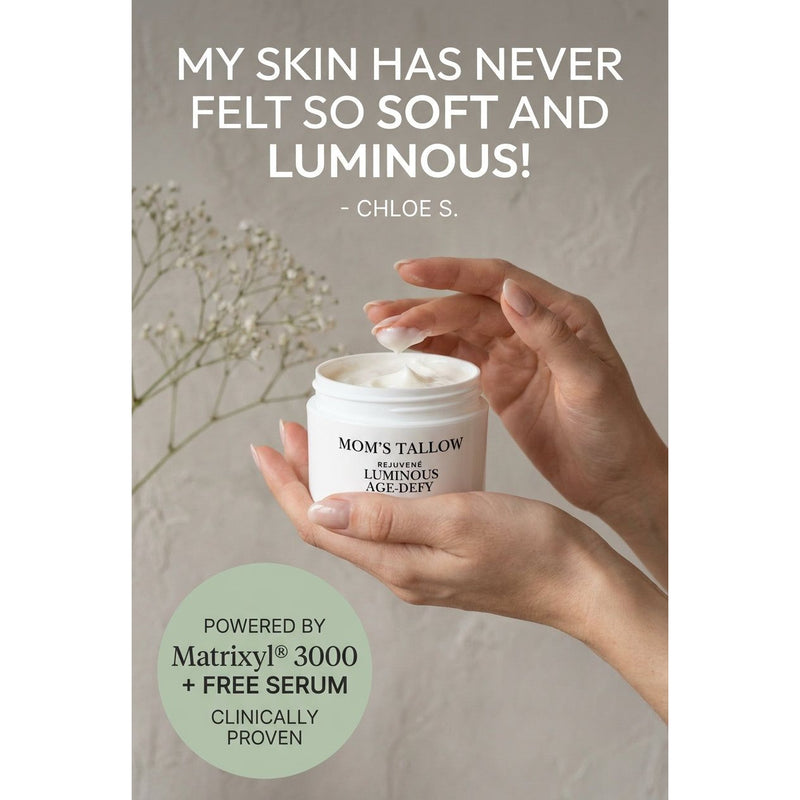 Mom’s Tallow Advanced Rejuvené Luminous Age-Defy Face/Neck Cream: Featuring Matrixyl® 3000 (+ Free 4oz Deep Firming Serum)