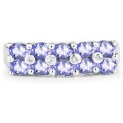 Bids.com 1.76 Carat Genuine Tanzanite and White Sapphire .925 Sterling Silver Ring Rings