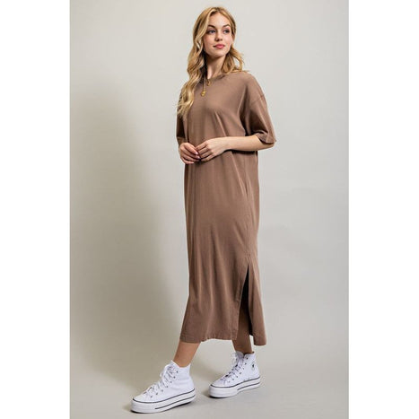 VENTED HEAVY COTTON WASHED DRESS