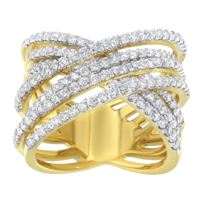 Bids.com 10KT Yellow Gold Diamond Bypass Ring (1 5/8 cttw, H-I Color, SI2-I1 Clarity) Rings
