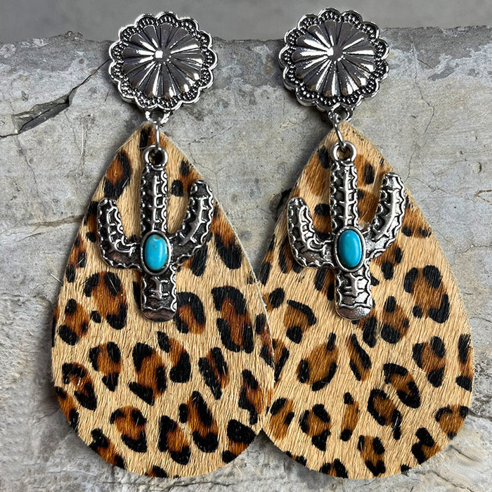 Turquoise Cactus Dangle Earrings