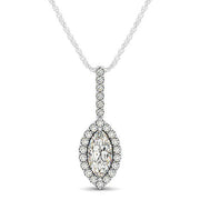 Bids.com Marquis Shape Diamond Halo Pendant in 14k White Gold (2/3 cttw) Necklaces