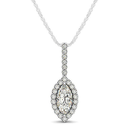 Bids.com Marquis Shape Diamond Halo Pendant in 14k White Gold (2/3 cttw) Necklaces