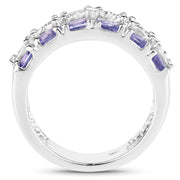 Bids.com 2.05 Carat Genuine Tanzanite and White Topaz .925 Sterling Silver Ring Rings