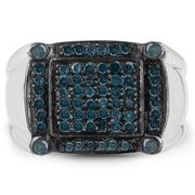 Bids.com 0.81 Carat Genuine Blue Diamond .925 Sterling Silver Ring Rings