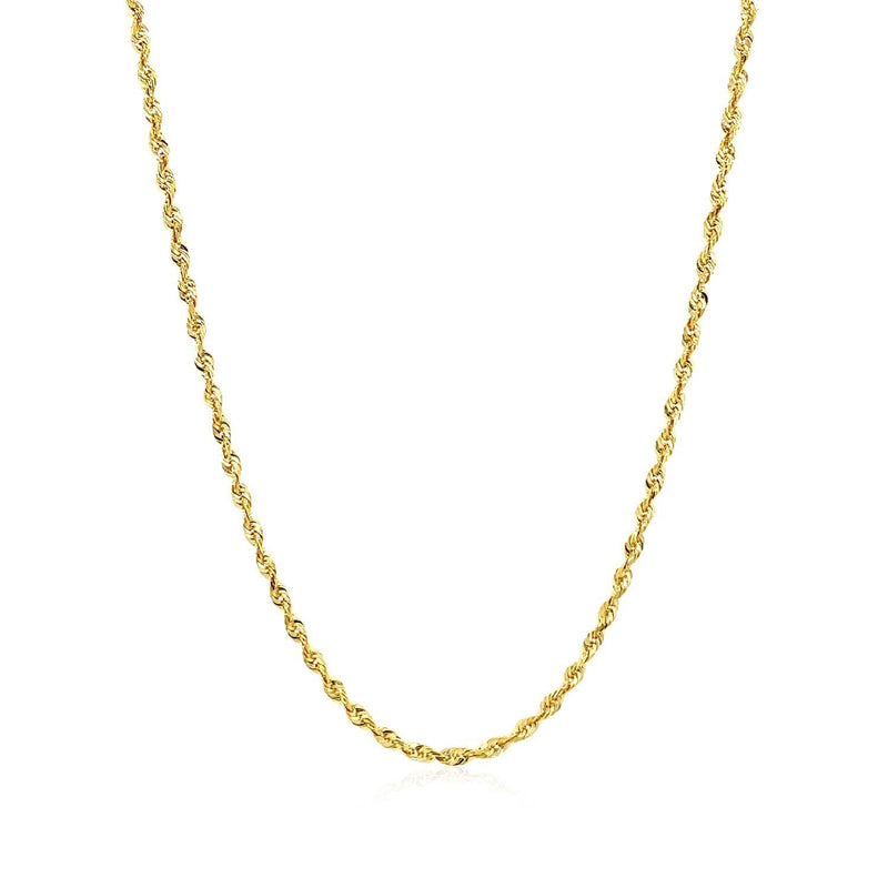Bids.com 2.0mm 14k Yellow Gold Solid Diamond Cut Rope Chain Necklaces
