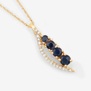 Bids.com 0.40 Carat Genuine Blue Sapphire and White Diamond 14K Yellow Gold Pendant Pendants