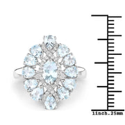 Bids.com 1.89 Carat Genuine Aquamarine and White Topaz .925 Sterling Silver Ring Rings
