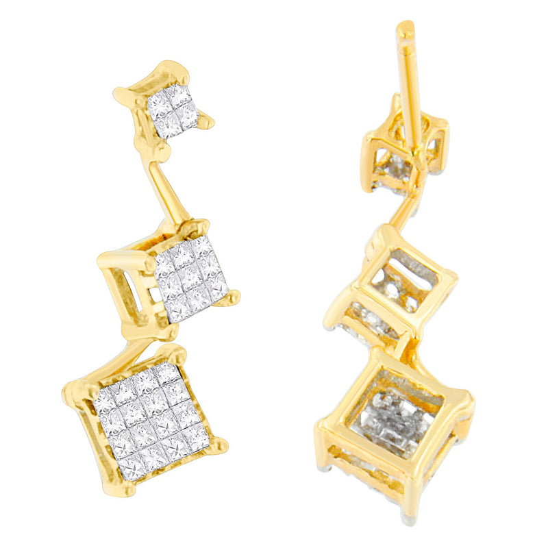 Bids.com 14K Yellow Gold 1 cttw Princess Cut Diamond Earrings (H-I, SI1-SI2) Earrings