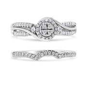 Bids.com .925 Sterling Silver 1/3 Cttw Composite Diamond Frame Bypass Bridal Set Ring and Band (I-J Color, I2-I3 Clarity) - Ring Size 7 Rings