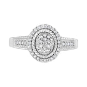 Bids.com .925 Sterling Silver 1/3 Cttw Pave Set Round-Cut Diamond Braided Halo Cocktail Ring (I-J Color, I2-I3 Clarity) - Size 7 Rings
