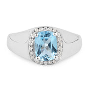 Bids.com 1.62 Carat Genuine Blue Topaz and White Topaz .925 Sterling Silver Ring Rings