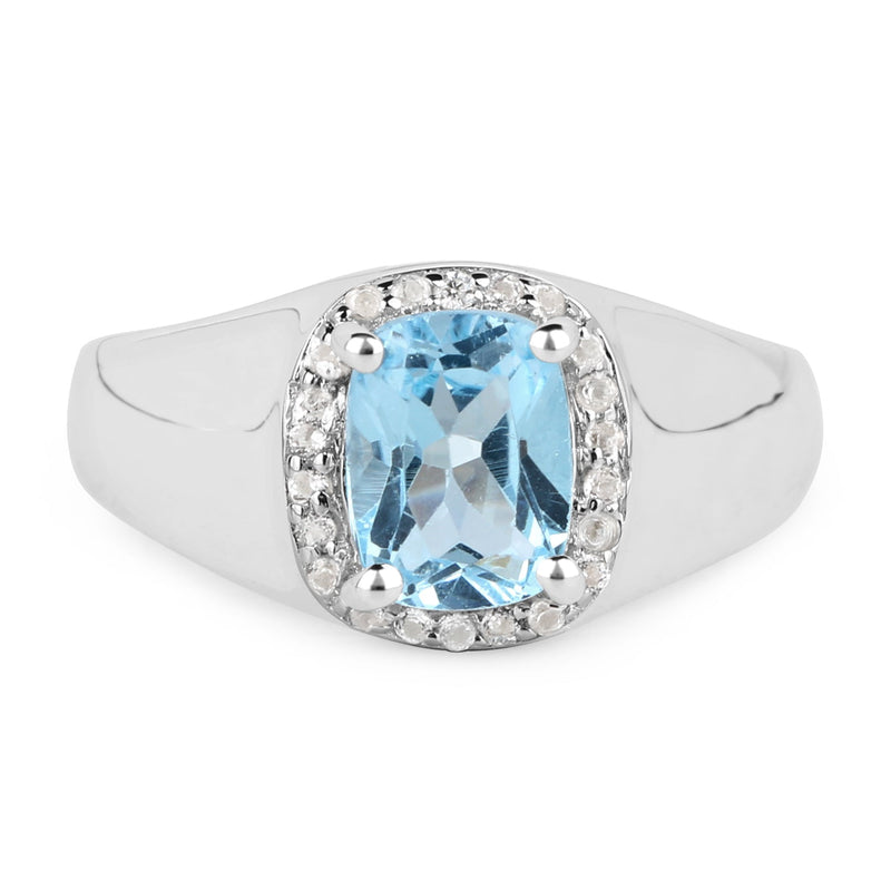 Bids.com 1.62 Carat Genuine Blue Topaz and White Topaz .925 Sterling Silver Ring Rings