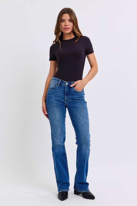 Full Size Mid-Rise Bootcut Jeans with Pockets