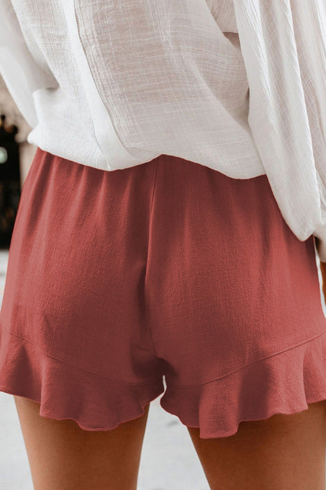 Ruffled Elastic Waist Shorts