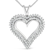 Bids.com .925 Sterling Silver 1.00 Cttw Lab-Grown Diamond Open Heart Pendant Necklace (F-G Color, VS1-VS2 Clarity) - 18" Inches Necklaces