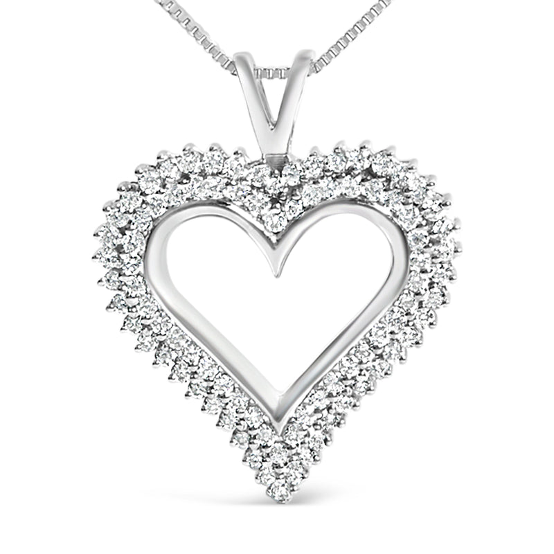 Bids.com .925 Sterling Silver 1.00 Cttw Lab-Grown Diamond Open Heart Pendant Necklace (F-G Color, VS1-VS2 Clarity) - 18" Inches Necklaces