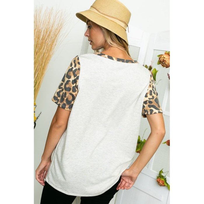 Plus Cheetah Solid Mixed Tunic Top