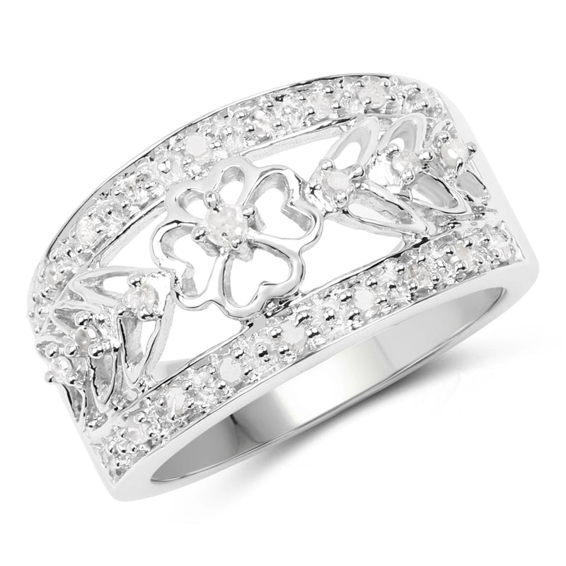 Bids.com 0.31 Carat Genuine White Diamond .925 Sterling Silver Ring Rings