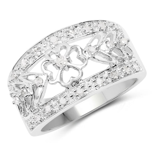Bids.com 0.31 Carat Genuine White Diamond .925 Sterling Silver Ring Rings