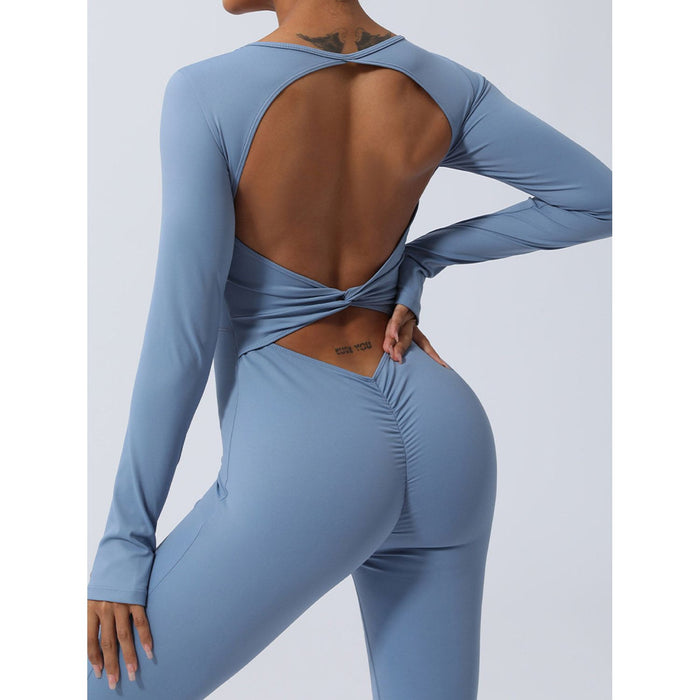 Twisted Backless Long Sleeve Jumpsuit