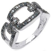 Bids.com 0.36 Carat Genuine Blue Diamond .925 Sterling Silver Ring Rings
