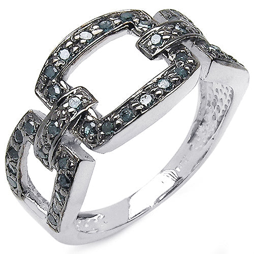 Bids.com 0.36 Carat Genuine Blue Diamond .925 Sterling Silver Ring Rings