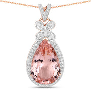 Bids.com 8.14 Carat Genuine Morganite and White Diamond 14K Rose Gold Pendant Pendants