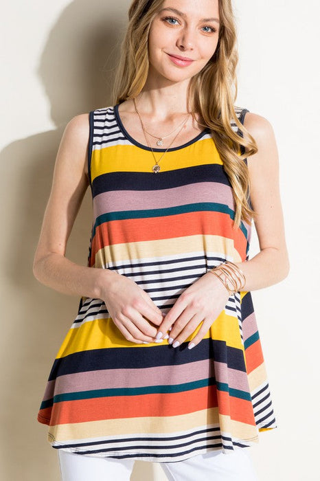 Multi Stripe Jersey Tank Top