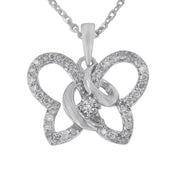 Bids.com .925 Sterling Silver 1/4 cttw Prong-Set Diamond Butterfly 18" Pendant Necklace (H-I Color, I1-I2 Clarity) Necklaces