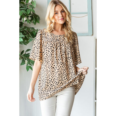 Heimish Animal Print Flutter Sleeve Blouse