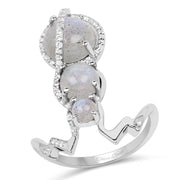 Bids.com 2.79 Carat Genuine Labradorite And White Topaz .925 Sterling Silver Ring Rings