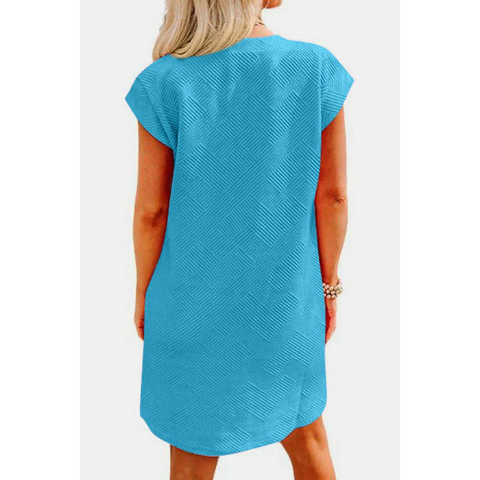 Textured Round Neck Cap Sleeve Dress