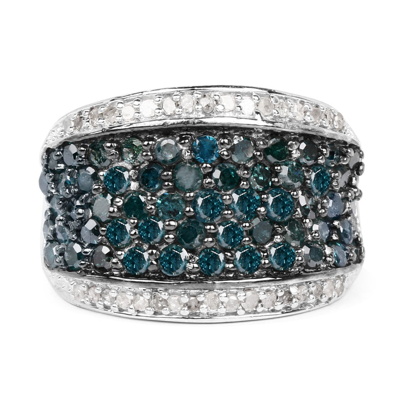 Bids.com 1.38 Carat Genuine Blue Diamond and White Diamond .925 Sterling Silver Ring Rings