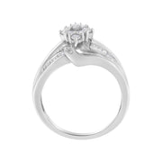 Bids.com 10K White Gold 1/2 cttw Diamond Cluster Ring (H-I Clarity, I2-I3 Color) - Size 6 Rings