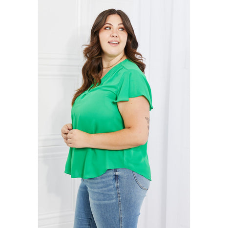 Sew In Love Just For You Short Ruffled sleeve length Top in Green