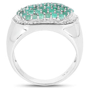 Bids.com 1.43 Carat Genuine Emerald .925 Sterling Silver Ring Rings