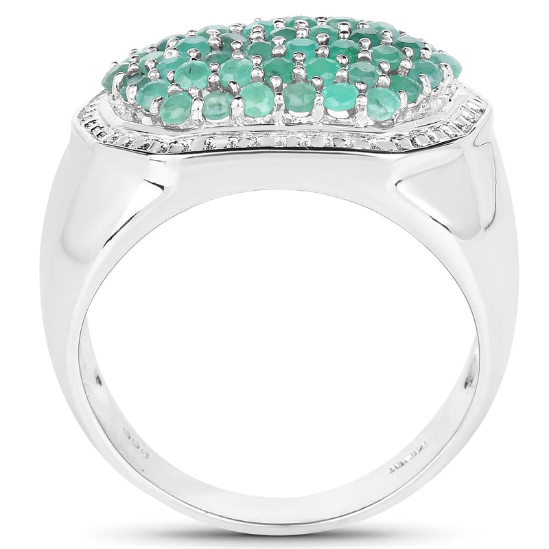 Bids.com 1.43 Carat Genuine Emerald .925 Sterling Silver Ring Rings