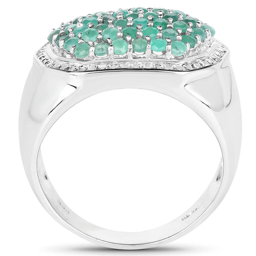 Bids.com 1.43 Carat Genuine Emerald .925 Sterling Silver Ring Rings