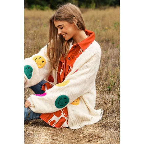 The Fuzzy Smile Long Bell Sleeve Knit Cardigan