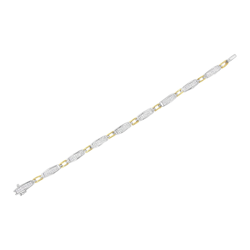 Bids.com 14K Yellow and White Gold 2.0 Cttw Princess Cut Diamond Tapered and Equal Sign Link Bracelet (G-H Color, SI1-SI2 Clarity) - 7" Bracelets