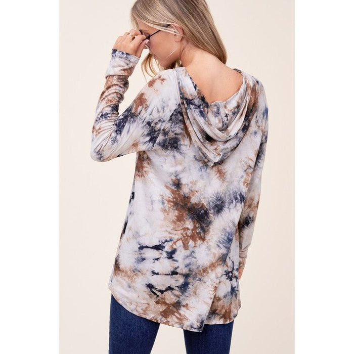 TIE DYE HOODIE HIGH LOW PLUS TOP