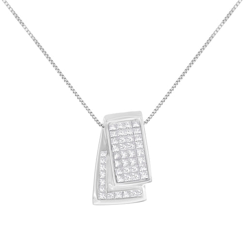 Bids.com 14KT White Gold Diamond Box Pendant Necklace (1 cttw, H-I Color, SI2-I1 Clarity) Necklaces