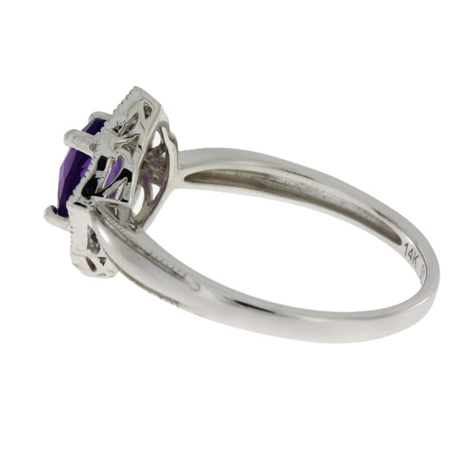 Bids.com 1.06ct Amethyst Diamond Ring 14KT White Gold Rings