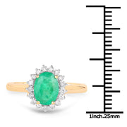 Bids.com 1.39 Carat Genuine Zambian Emerald and White Diamond 10K Yellow Gold Ring Rings