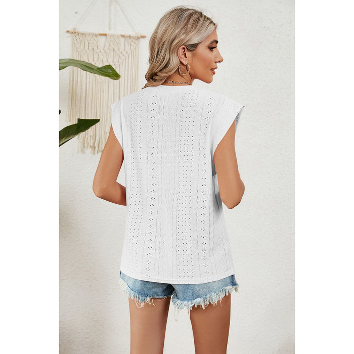 Eyelet Round Neck Tank